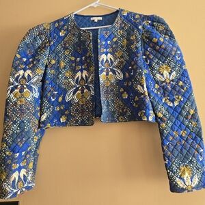 Anna Cate Blue Lime Floral Quilted Women's Clare Jacket Size L